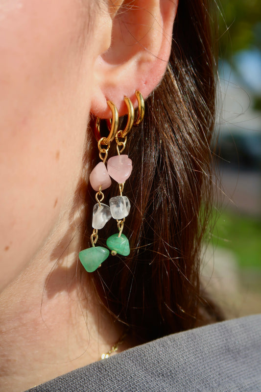 Pendientes Piedras Rosa y Verde